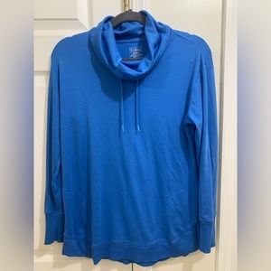 L.L. Bean Long Sleeve Cowl Neck Relaxed Fit Royal Blue Shirt Size Medium